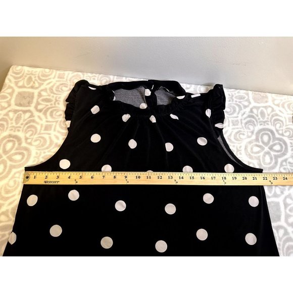 Adrianna Papell Black polka dot Stretch Ruffled Career Tank Shell, Size XL, EUC - Picture 10 of 12